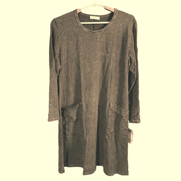 Jess & Jane 1X A-Line Tunic Dress Pockets Long Sleeve Casual Comfy USA Made 1X - Picture 1 of 10